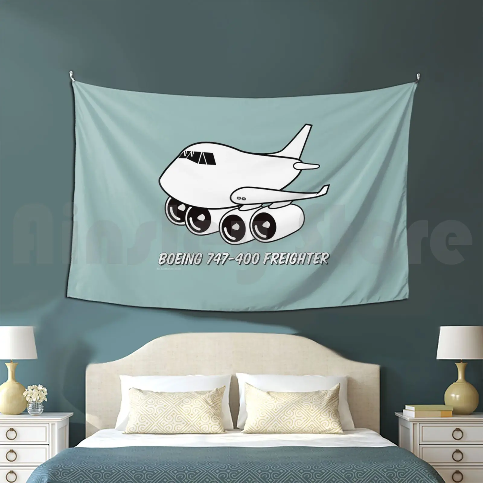 Boeing 747-400 Freighter Tapestry Living Room Bedroom Freight Cargo Pilots Boeing Jumbo 747 Jet Ups Atlas Air