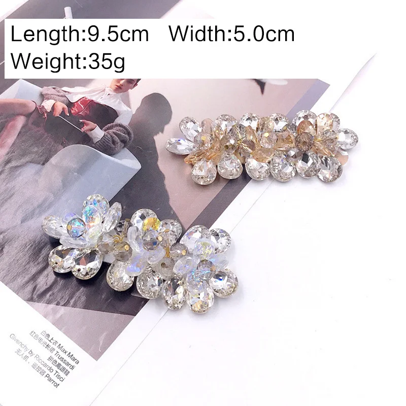 New Crystal Glass Bridal Wedding Party Shoes Accessories For high Heels Flats Slipper Shoes Rhinestone Shoe Decorations flower