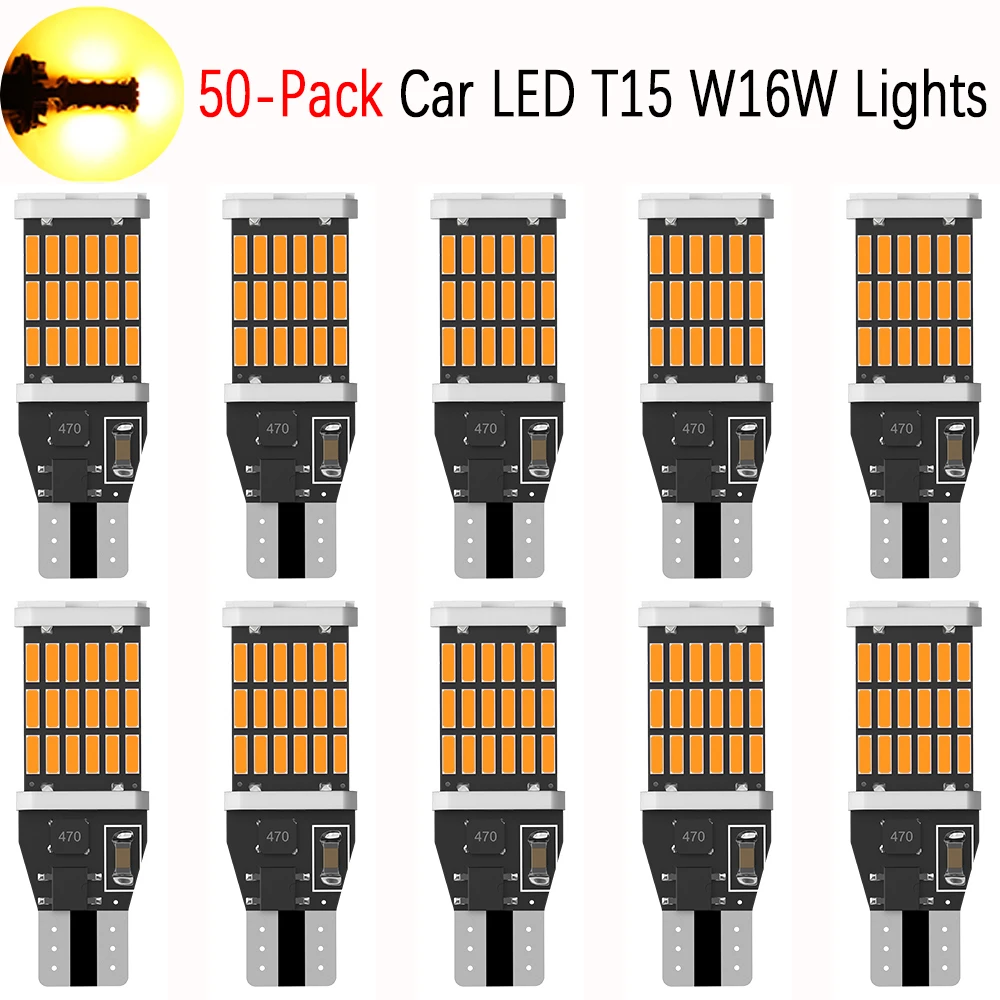 50PCS T15 W16W 921 912 T16 902 LED Bulbs High Power 45pcs 4014SMD Super Bright 1200LM Replace For Car Reversing Light White 12V