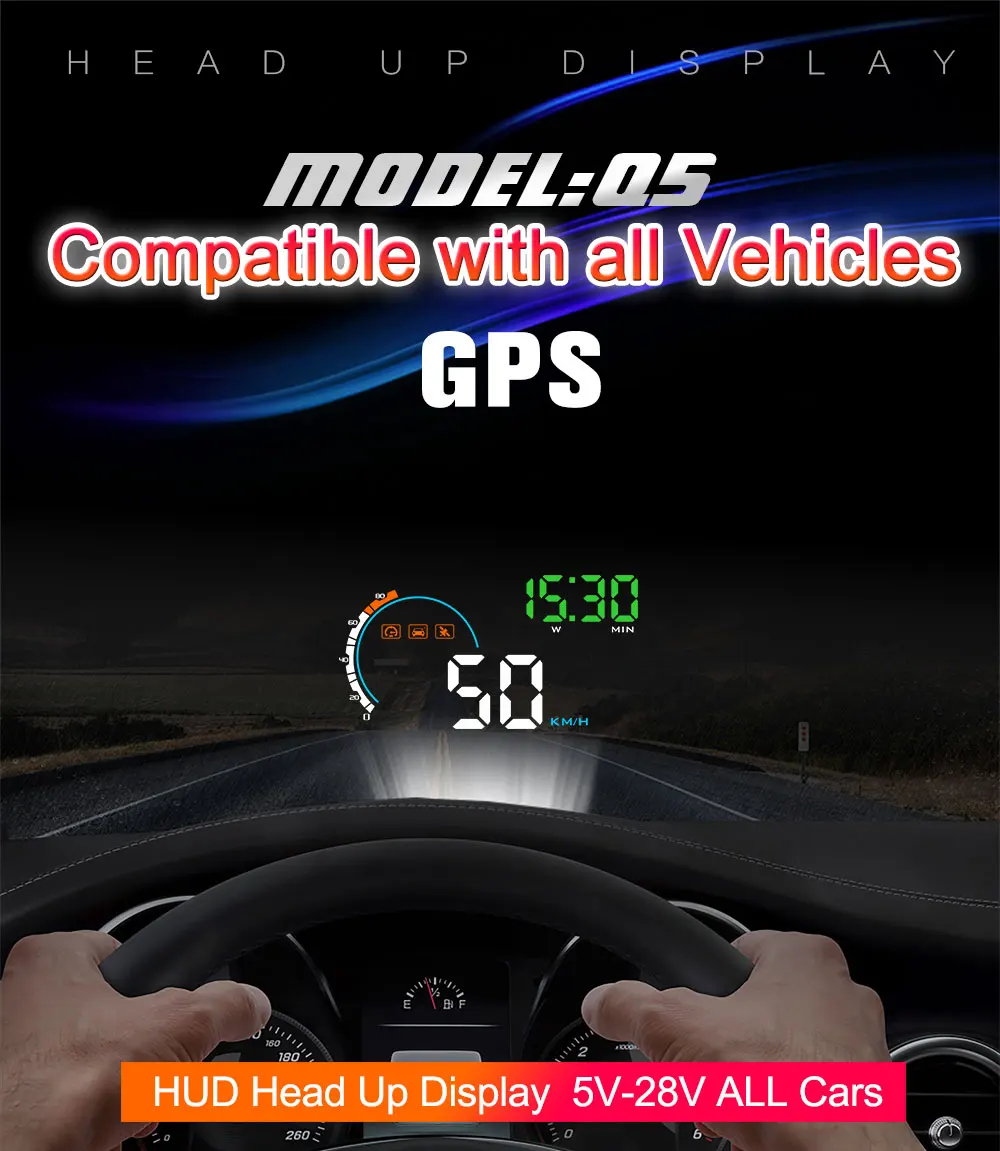 New OBD2 GPS Head Up Display Speed RPM Fuel Consumption Automobile with Buzz Driving Fatigue Windshield Projector GPS Compass