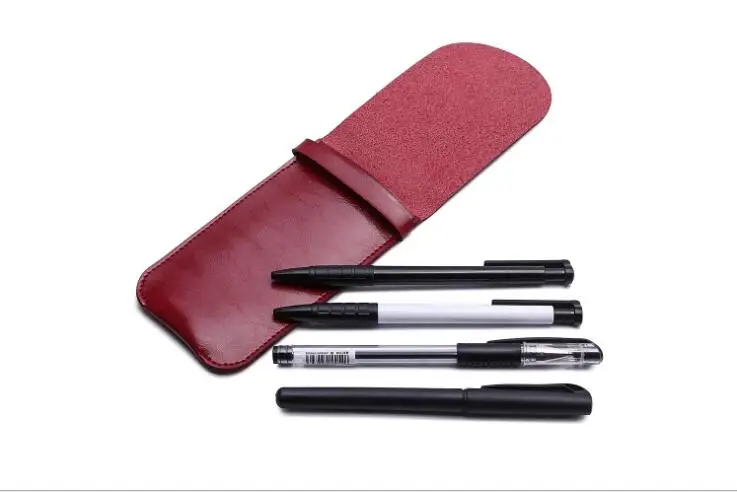 Leather Cowhide Fountain Pencil Bag Handmade Genuine Pen Cases Cover Sleeve Pouch Office School Students Supplies