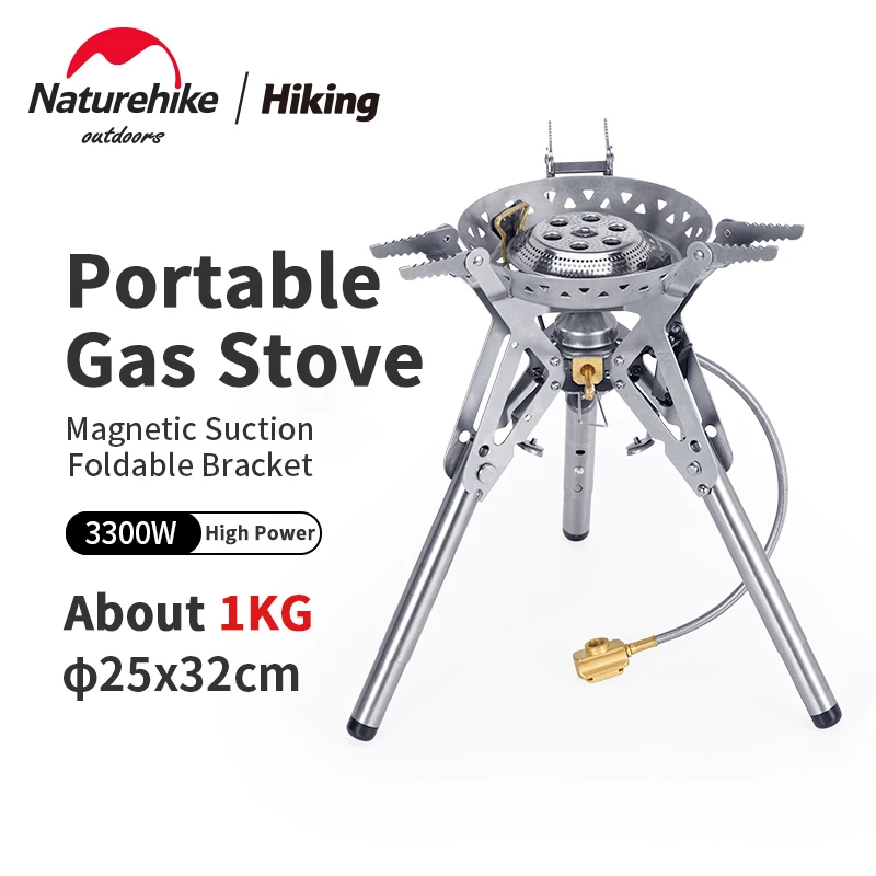 Naturehike-Fogão a Gás Exterior Queimador, Forte Queimador De Fogo, Equipamento De Acampamento, Fogão, Elétrico-Ignite, Altura De Potência Ajustável, Fix Forno