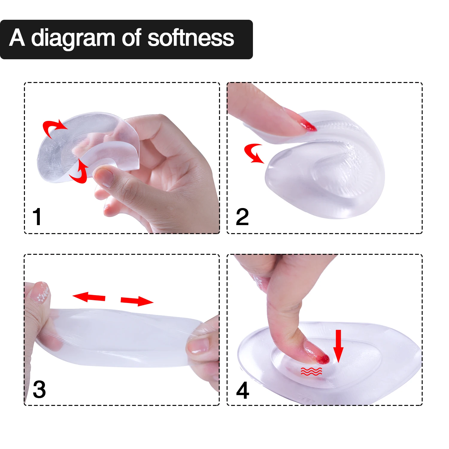 2 stücke Gel Vorfuß Pad Schuh Pad Einlagen Hohe Ferse Elastische Kissen Silikon Orthesen Arch Support Pads Nicht Slip Einsätze c1424