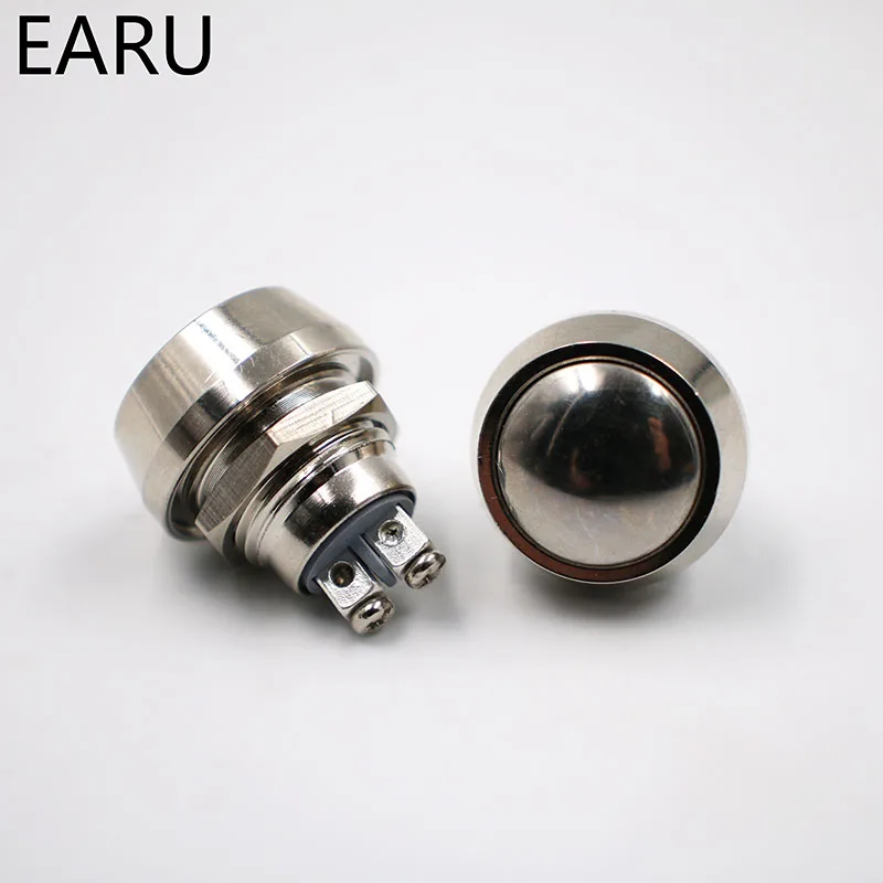 12mm metal campainha sino chifre empurrar botton interruptor à prova dnickel água niquelado abobadado momentâneo reset 1no parafuso de potência do motor automático pc