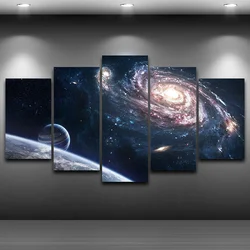 Modular Outer Space Planet Print Painting, HD Picture, Modern Decorative Bedroom Wall Art, Living Room, Home Decor Poster, 5 PCs