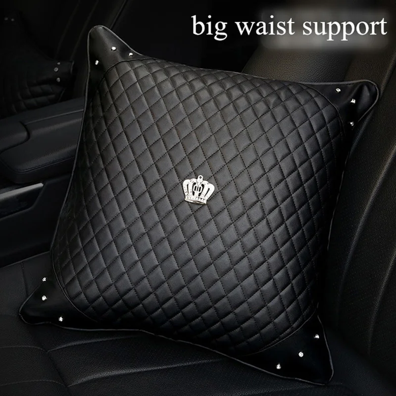 Universal PU Leather Car Pillows Diamond Rhinestone Auto Interior Neck Headrest Seat Support Waist Pillow Car Accessories