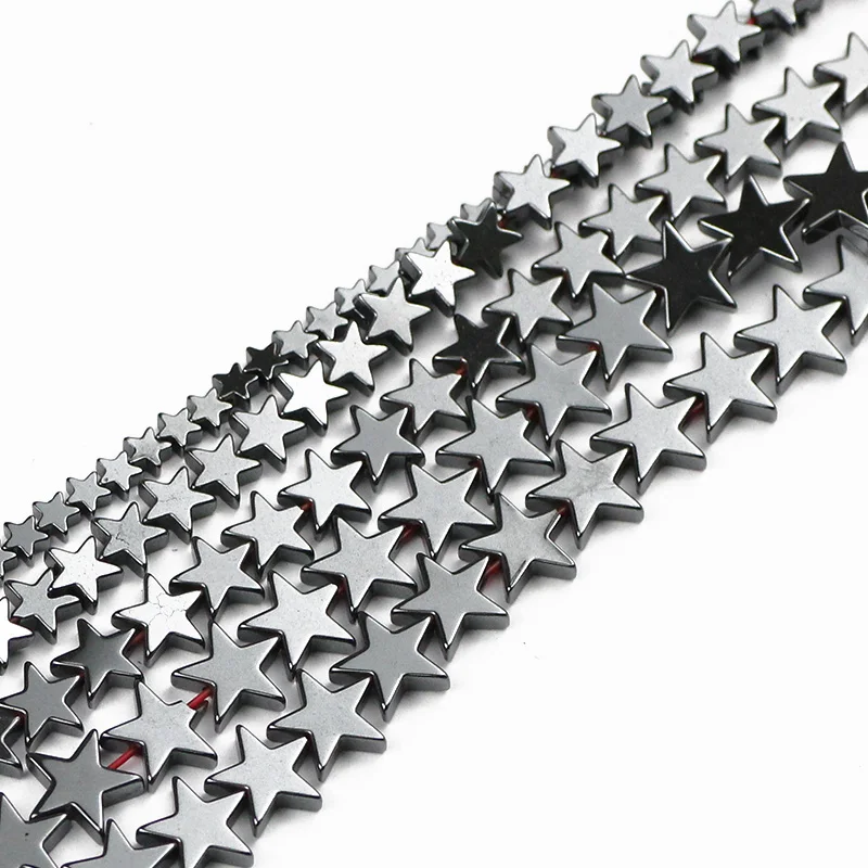 UPGFNK Natural Stone Flat Stars Black Hematite Loose Spacer Beads For Jewelry Making DIY Bracelet Necklace Findings 4 6 8 10mm