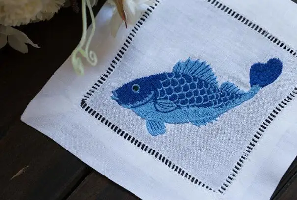 Retro embroidery cotton fish table place mat cloth Christmas Placemat wedding Coaster kitchen Table decoration and accessories