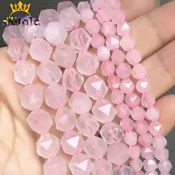 Faceted Pink Quartz Stone Beads Round Loose Spacer Beads For Jewelry Making DIY Bracelets Necklace 15inches Strands 6/8/10/12mm