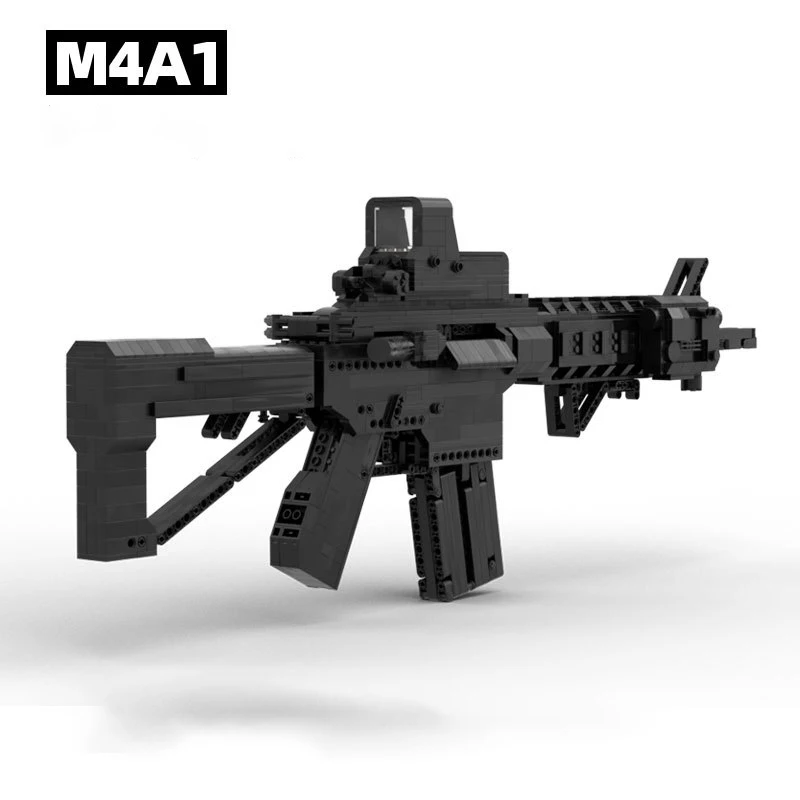 Militaire Moc M4A1 Gun Bouwstenen WW2 Swat Gun Model Assemblage Leger Accessoires Kan Schieten Speelgoed Voor Kinderen Kids Geschenken xmas