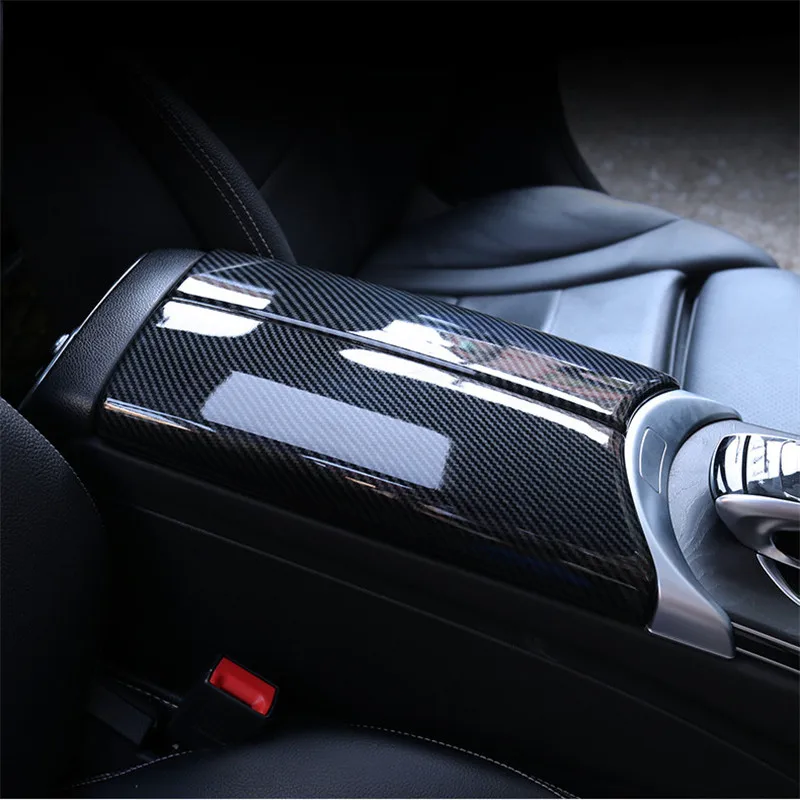 Center Console Armrest Box Panel Decoration Cover Trim Abs For Mercedes Benz E Class W213 260 300 2016-2019 Carbon Fiber Color