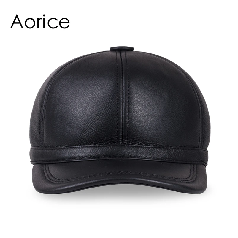 Aorice Autumn Winter Genuine Leather Men Cap Hat Brand New Baseball Cap Fashion Men's Real Leather Hats/Caps With 3 Colors HL097