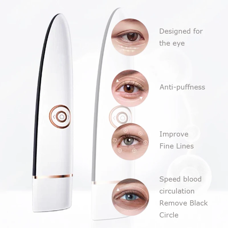 Eye การสั่นสะเทือนนวด3 In 1 RF EMS Care อุปกรณ์ความงามปรับปรุงริ้วรอยลบ Eye กระเป๋า Wrinkle วงกลมสีดำ anti Puffness เครื่องมือ