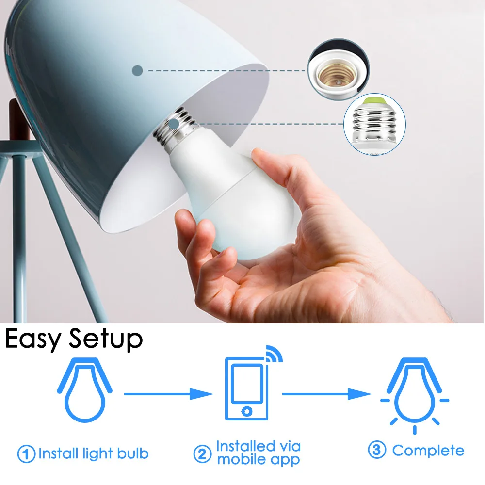 Ampoule LED intelligente à intensité variable, luminosité WiFi, télécommande, lampe LED, Alexa, Google Home, IOS, Android, 15W, B22, 220V