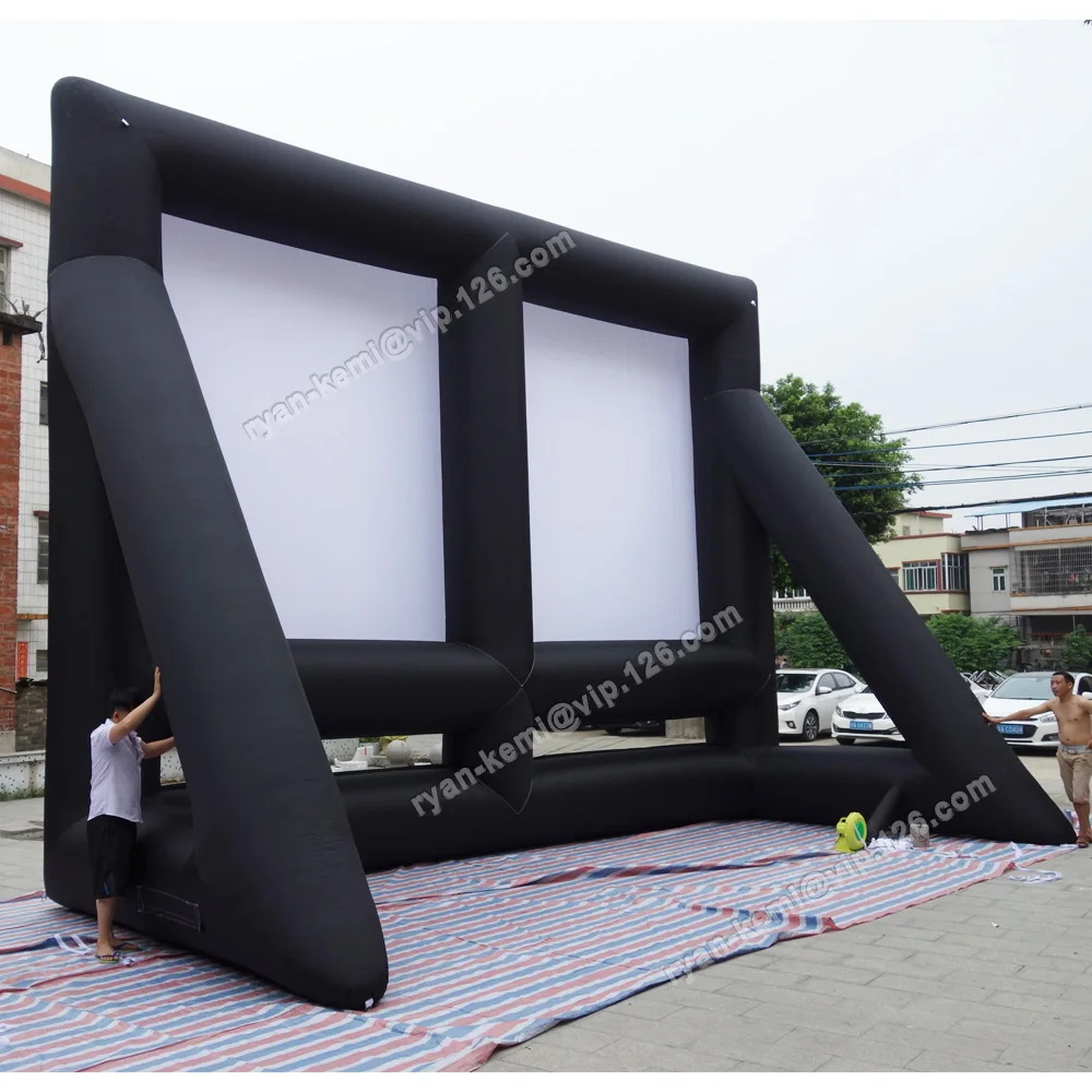 Free To Door Shipping Giant 8mx6m Inflatable Movie Screen 16:9 Projection Screen Large Outdoor Portable Film Play Screen