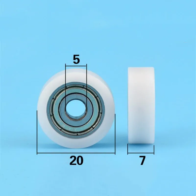 20pcs/100pcs Flat Roller 5*20*7mm 625ZZ Bearing POM Plastic Coated Pulley Door Drawer Showcase Guide Wheel Low Noise 5x20x7mm