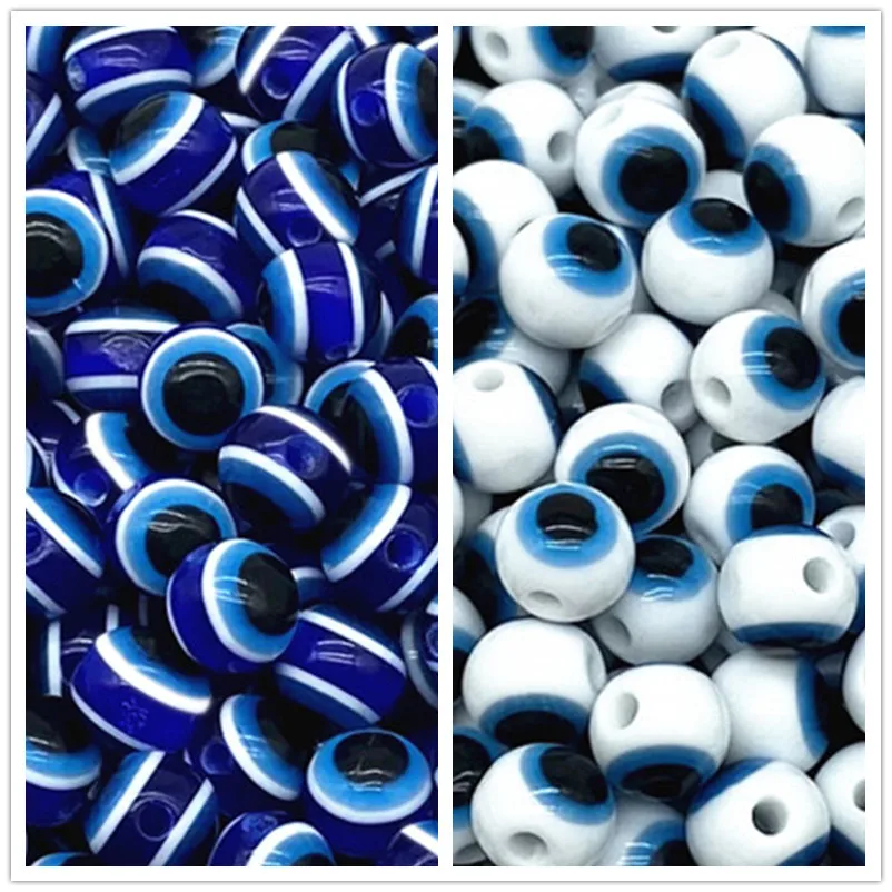 6 8 10mm Round Spacer Beads Evil Eye  Stripe Resin   For Jewelry Making DIY Bracelet Necklace Charms #ZZ04