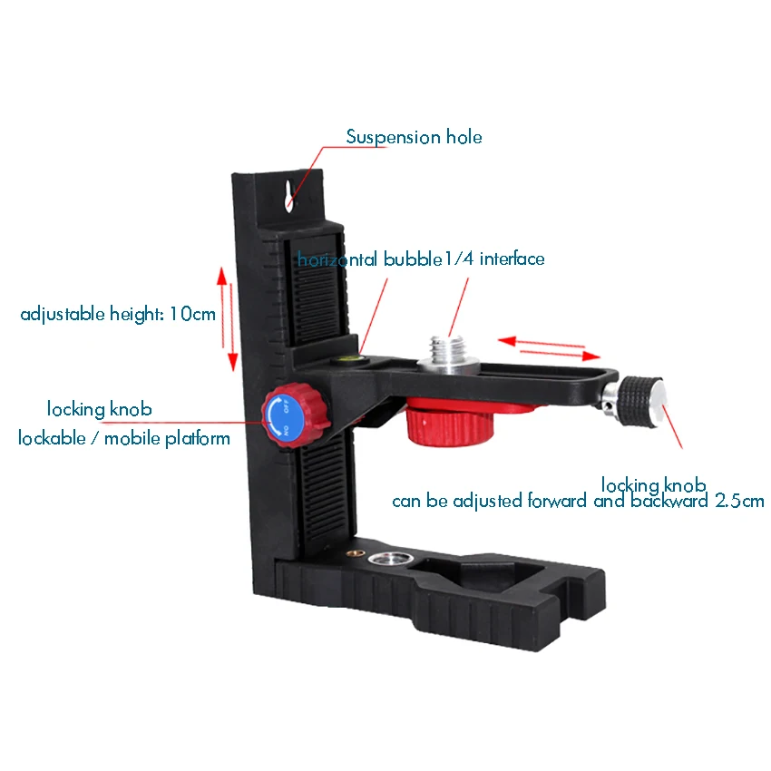 L-shape Laser Level Adapter, Universal Wall Bracket, Adjustable Lifting, Strong Magnetic Bracket, 1/4 ''or 5/8'' Thread