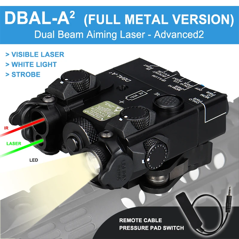 DBAL-A2 Dual Beam Aiming Laser IR & Green Laser LED White Light Illuminator Full Metal with Remote Battery Box Switch gs15-0138