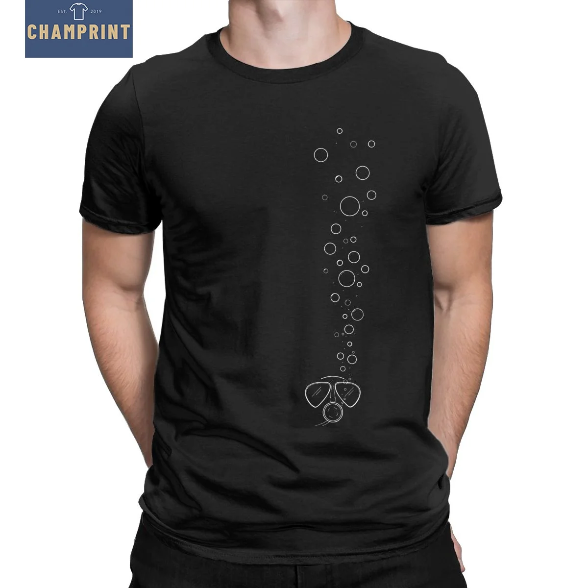 Men's Scuba Bubbles Dive T Shirt Diver Diving Cotton Clothing Novelty Short Sleeve Round Neck Tee Shirt Party T-Shirt