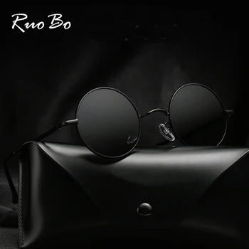 RUOBO rétro polarisé rond cadre en métal lunettes de soleil lunettes pour hommes et femmes conduite pêche marque concepteur lunettes de soleil UV400