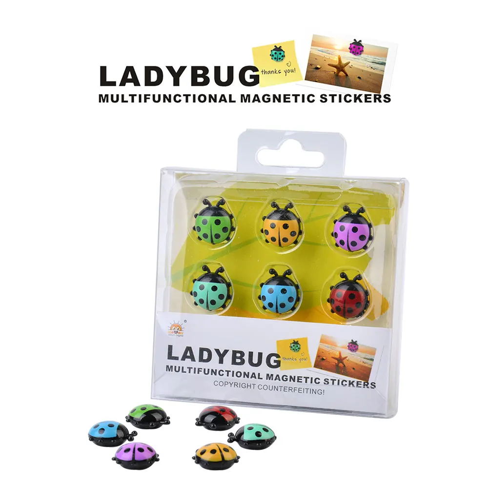 6PCS Ladybug Message Board Post-It Note Creative Photo Sticker Home Decor Fridge Magnet Refrigerator Decoration Gift For Kitchen