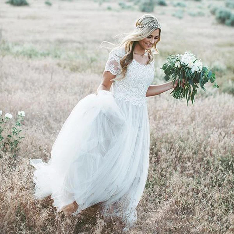 Vestido boho Wedding dress lange jurken robe longue Robe De Soiree simple robe de soiree bride to be платье lace