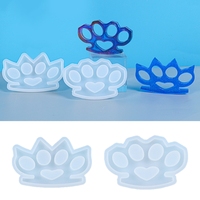 Crystal Epoxy Resin Mold 4 Cavity Knuckle Dusters Casting Silicone Mould DIY Crafts Self-Defense Weapon Making Tools