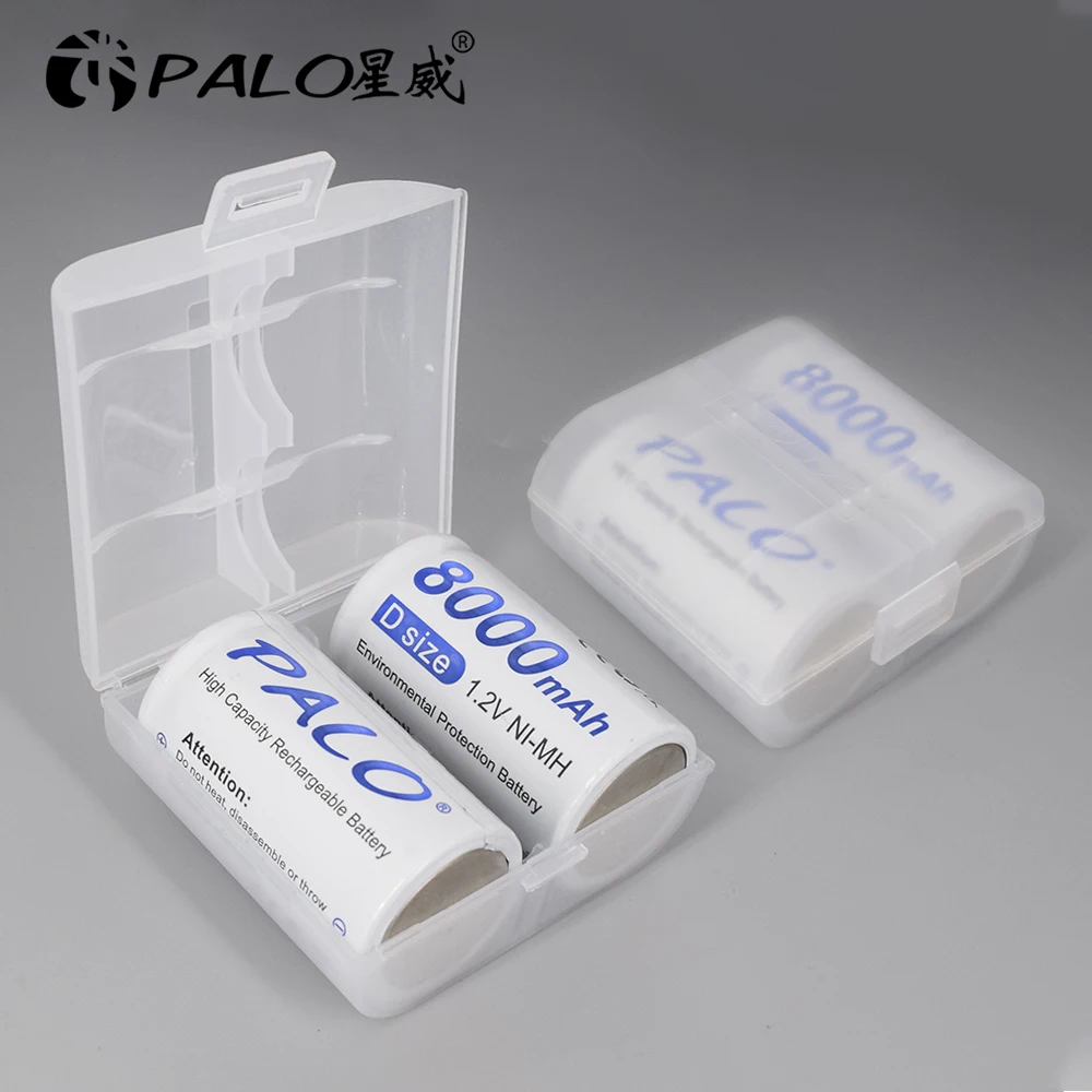 PALO 1.2V D Size rechargeable battery 8000mah NI-MH R20 D cell batteries for gas cooker LED torch clock D size battery