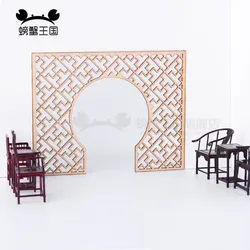 6 Stuks Chinese Stijl Meubels Houten Deur Voor Poppenhuis 1:25 Miniatuur Huis Interieur Decoratie Gesneden Houten Paneel Houten Ambacht
