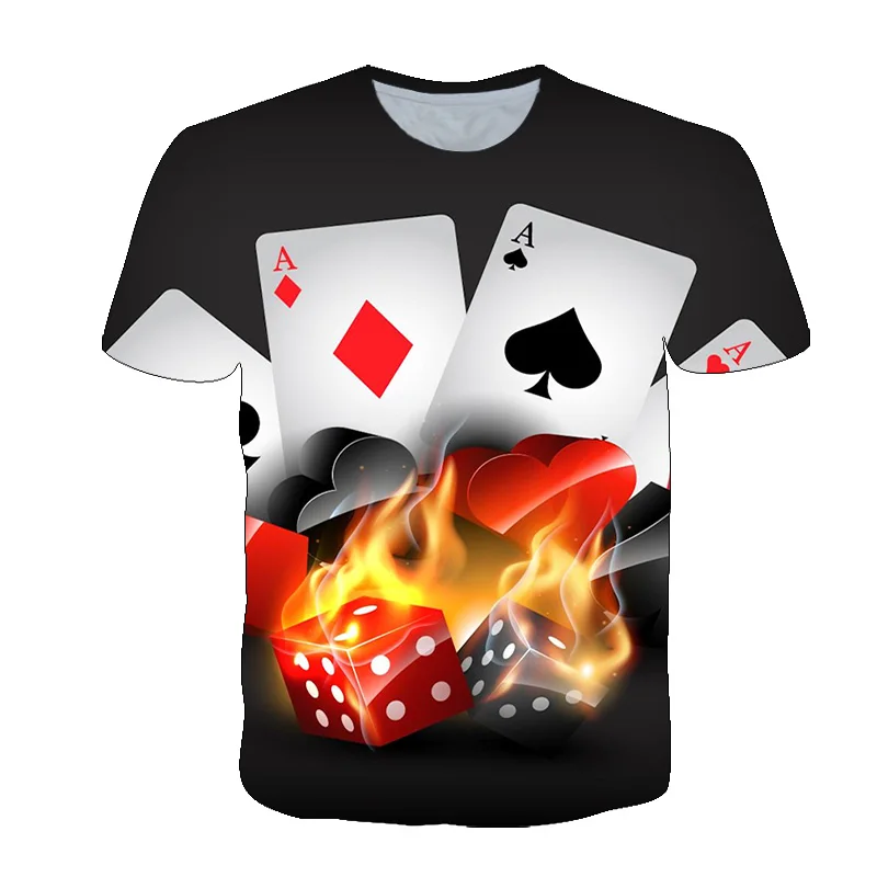 2021 Fashion Hip Hop Playing Cards Pattern Men t-shirt Summer Casual Interesting Poker Graphic t shirts O-Neck 3D Print T-shirt