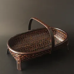 Handmade Bamboo Basket, Japanese Fruit Tray, Hand-woven Tea Set Storage, Dried Fruit Tray, Bamboo Crafts