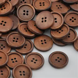 20 pcs Round Circular Wood Button 4 holes Craft Sewing 25 mm WB174