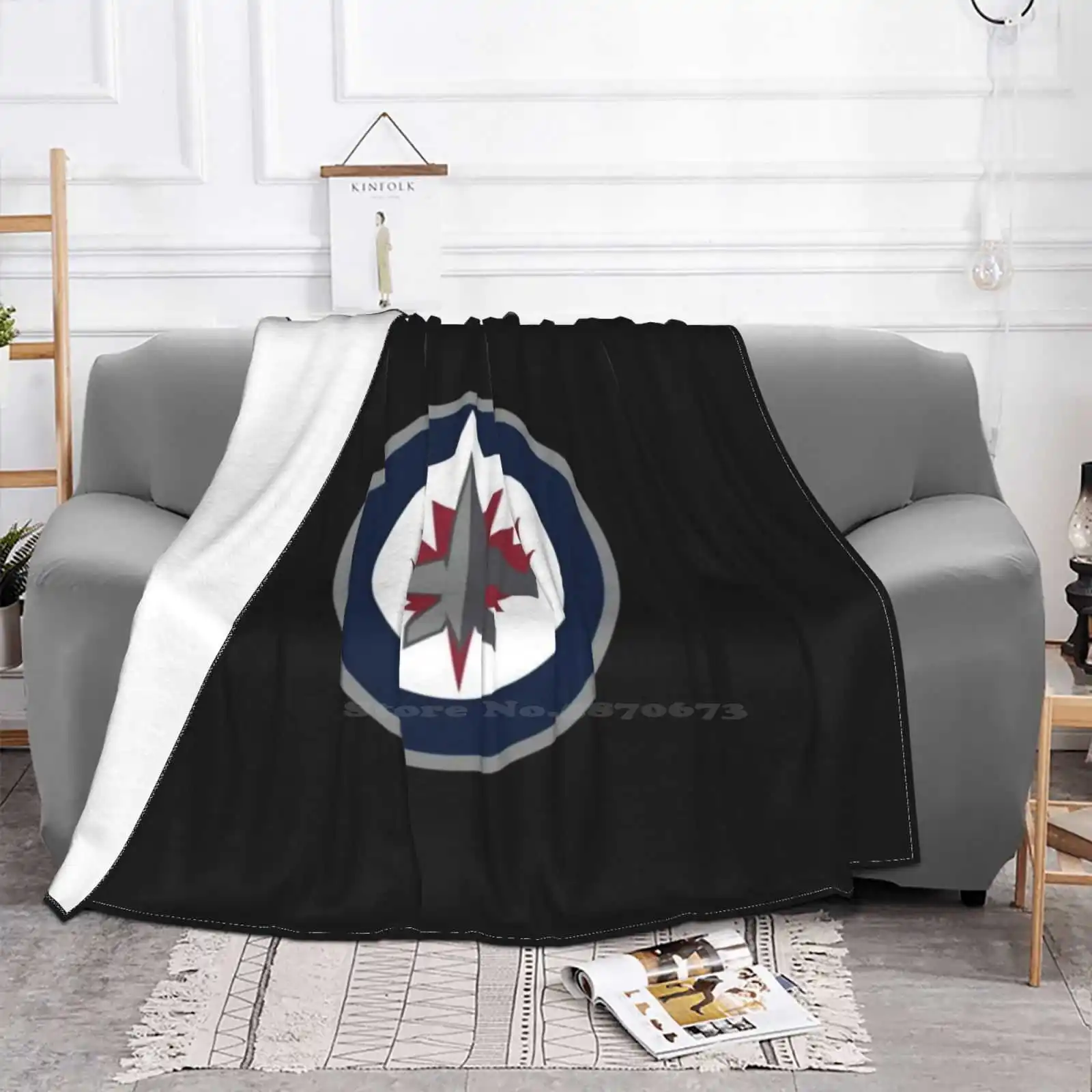 Jets - Winnipeg Soft Warm Blanket Sofa/Bed/Travel Love Gifts Logo Jet Ice Hockey