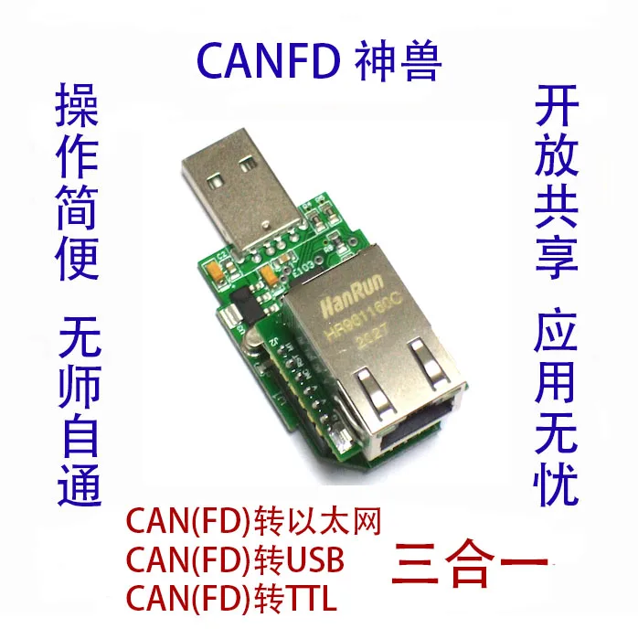 

Canfd to Ethernet / USB / TTL (three in one)