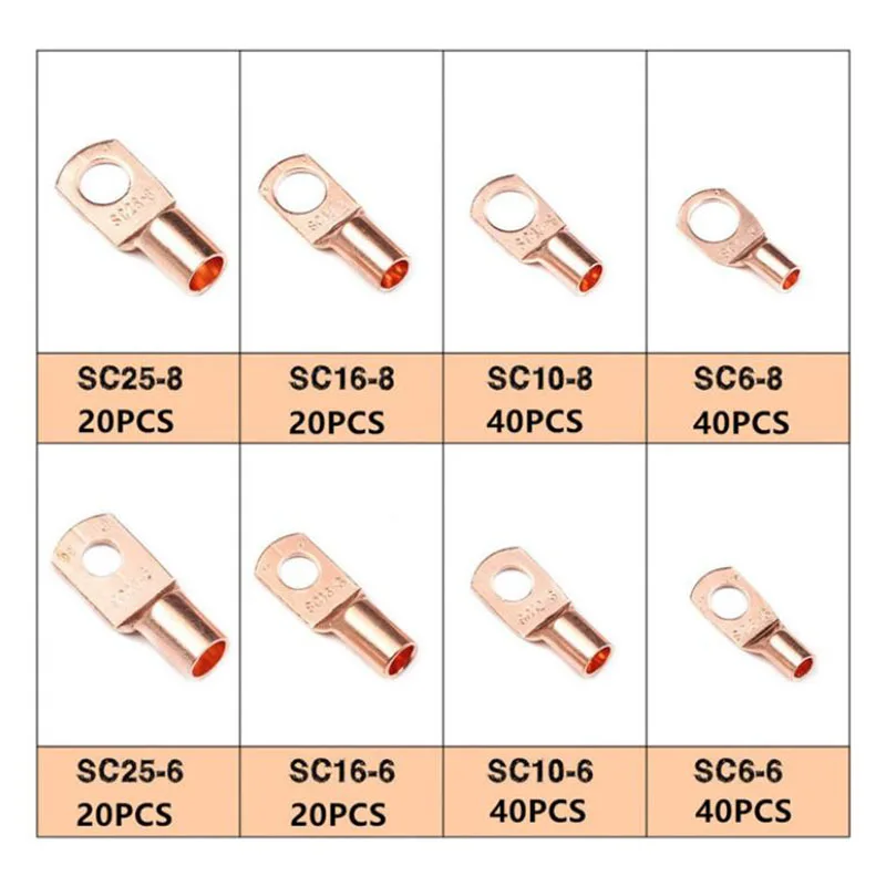 240Pcs Assortment Automotive Copper Ring Lug Terminal Wire Cable Crimp Wire Connectors Kit