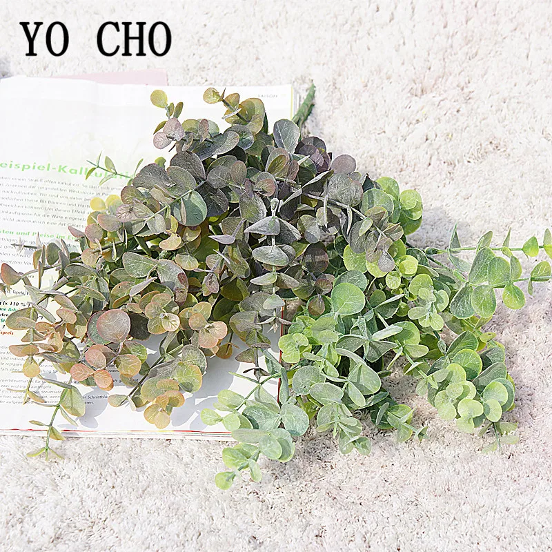 Image 3: YO CHO — Plante artificielle en plastique style forêt,pour mariage ou pour votre domicile, fausse feuille d'eucalyptus verte, décorations, DIY
