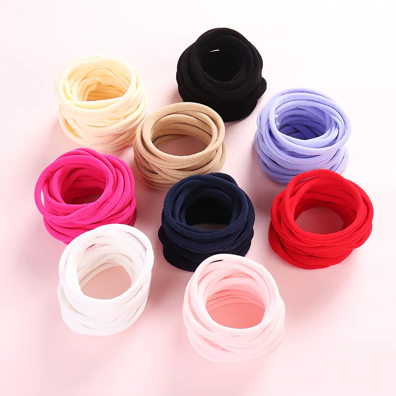 12pcs Nylon Headband for Baby Hair Accessories Girls Boys Unisx Headbands Nude High Elastic Hairbands Children Color Hair Circle