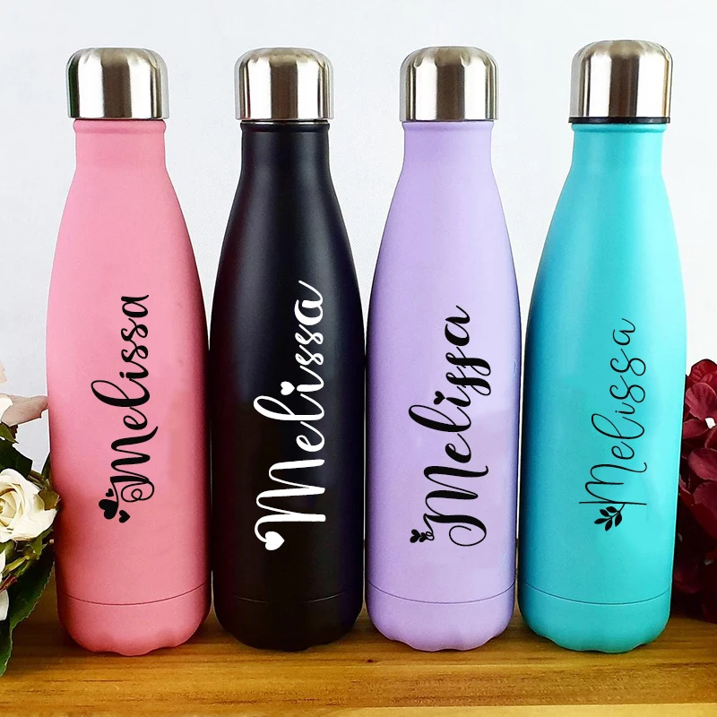 Personalized Stainless Steel Drink Bottle, Bridesmaid Tumblers Gifts, Bachelorette Party Water Bottle, Customizable Objects, 500