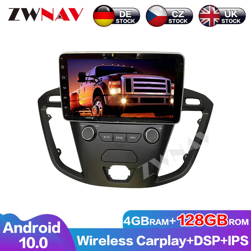 Audio Navigation 128G Android 10 GPS Screen DVD Player For Ford Transit Head Unit Stereo Multimedia Wireless Carplay Radio