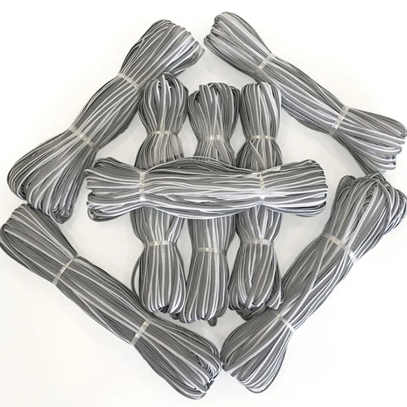 Bright Silver Reflective Piping Fabric Strip Edging Braid Trim Sew On