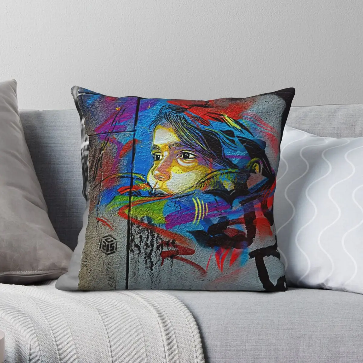 

Street Art By C215 Square Pillowcase Polyester Linen Velvet Creative Zip Decor Throw Pillow Case Sofa Cushion Cover 45x45