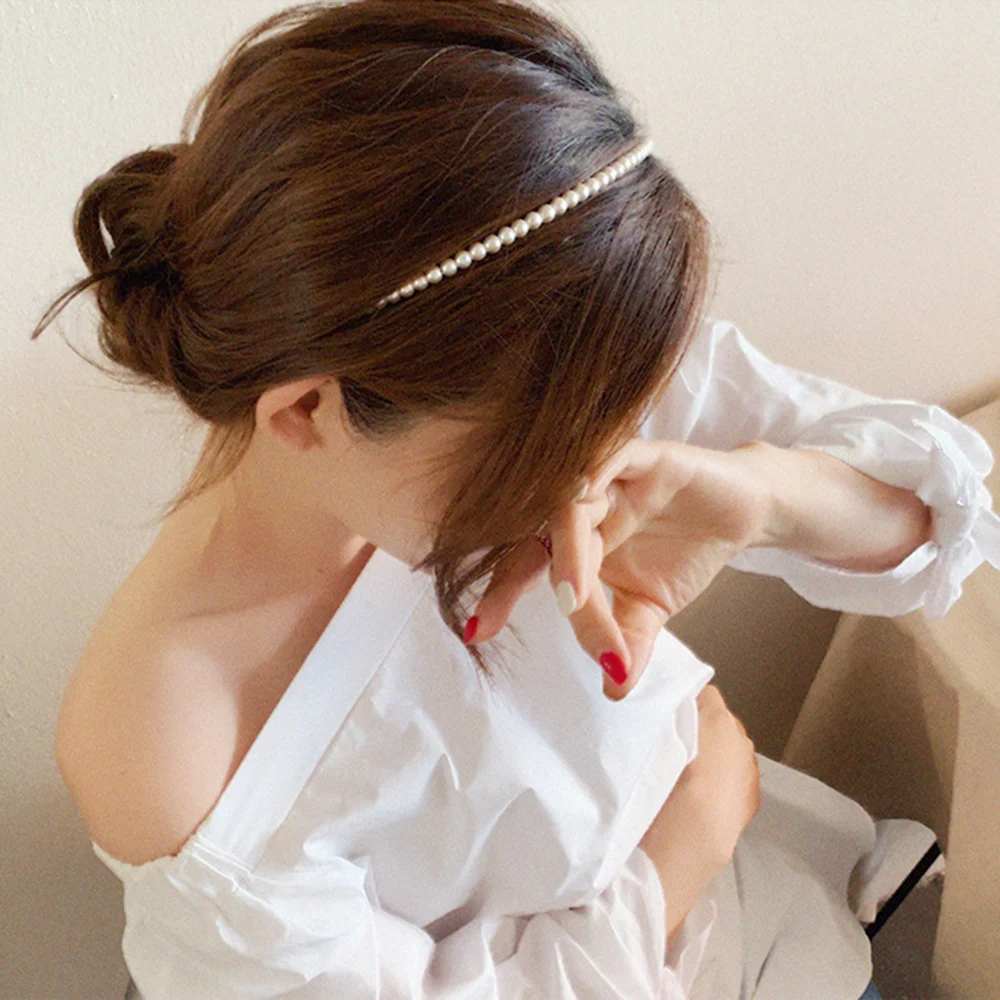 

1PC Unique Hair Accessories Women Seaside Party Graceful Beautiful White Imitation Pearl Korean Headband Gifts Valentines Gift