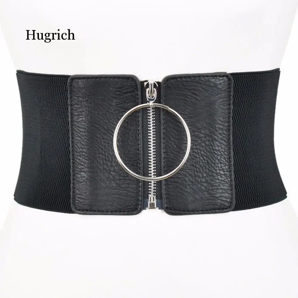 

Корейский вариант кольца дикий черный женский супер широкий эластичный пояс на молнии женский аксессуар для одежды женские украшения