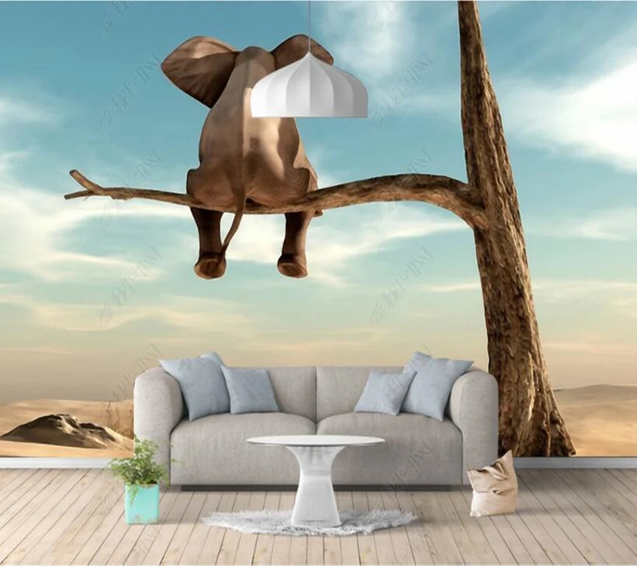 

Papel de parede Modern creative branch elephant 3d wallpaper mural,living room tv wall bedroom wall papers home decor