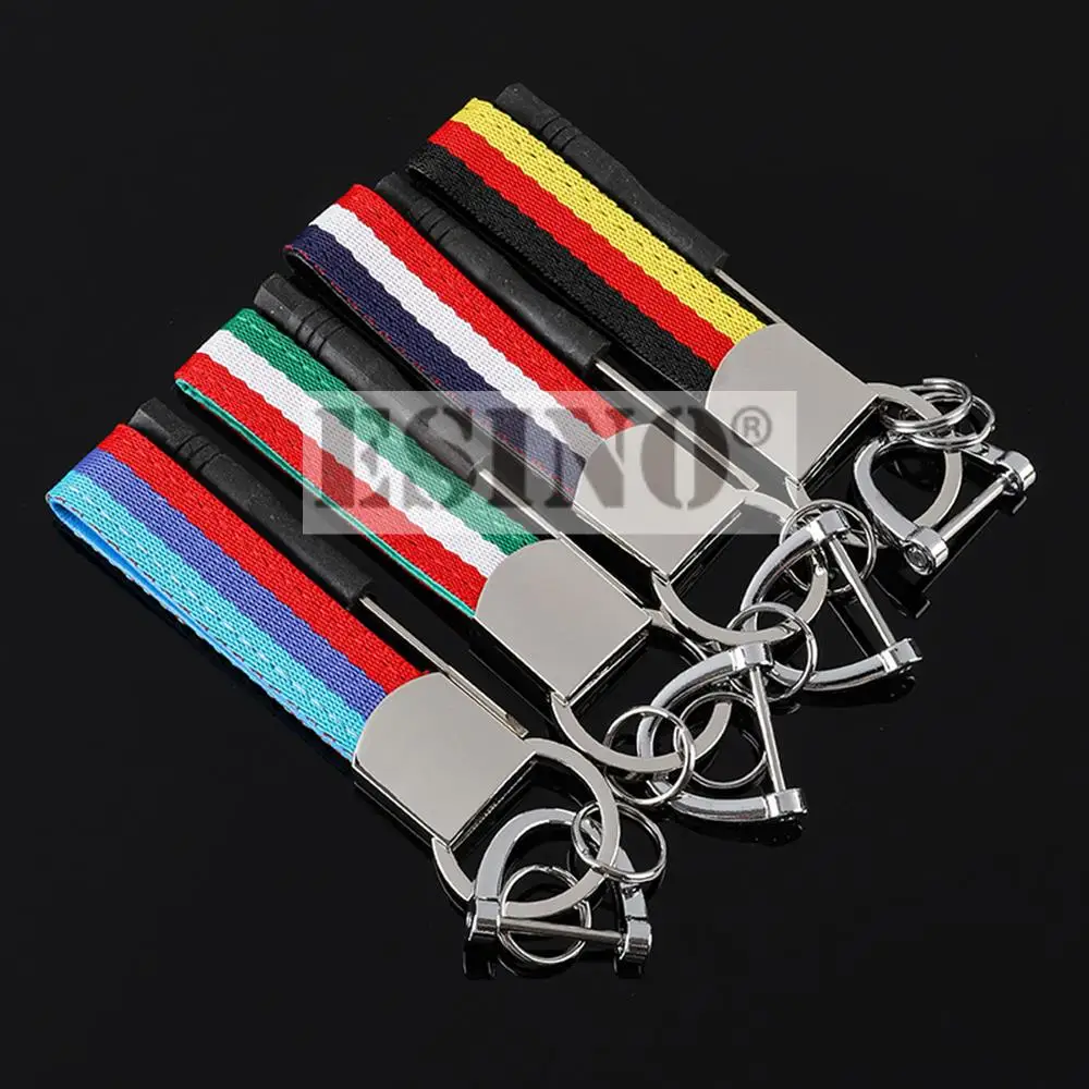 New Fashion Design Creative Car Accessory 3D Metal Zinc Alloy Webbing Key Chain Key Ring For M France Germany Italy