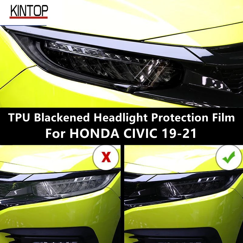 

For HONDA CIVIC 19-21 TPU Blackened Headlight Protective Film, Headlight Protection,Film Modification