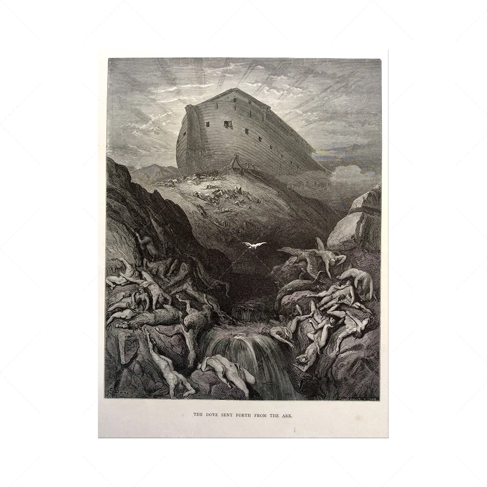 1870 ميلتون الجنة المفقودة النقش العتيق غوستاف دوري الكتاب المقدس الطبعة الأولى ملاك الجحيم الشيطان