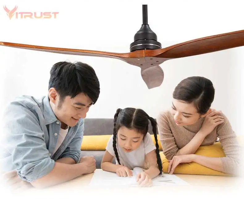 52'' Wooden Ceiling Fan Modern Remote Control Ventilators Home Living Room Decor