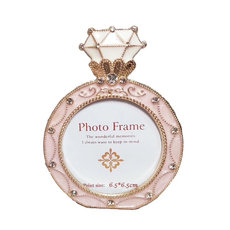 Gold Diamond Crown Metal Photo Frame, Small Swing Table Mini Picture Frame, 3